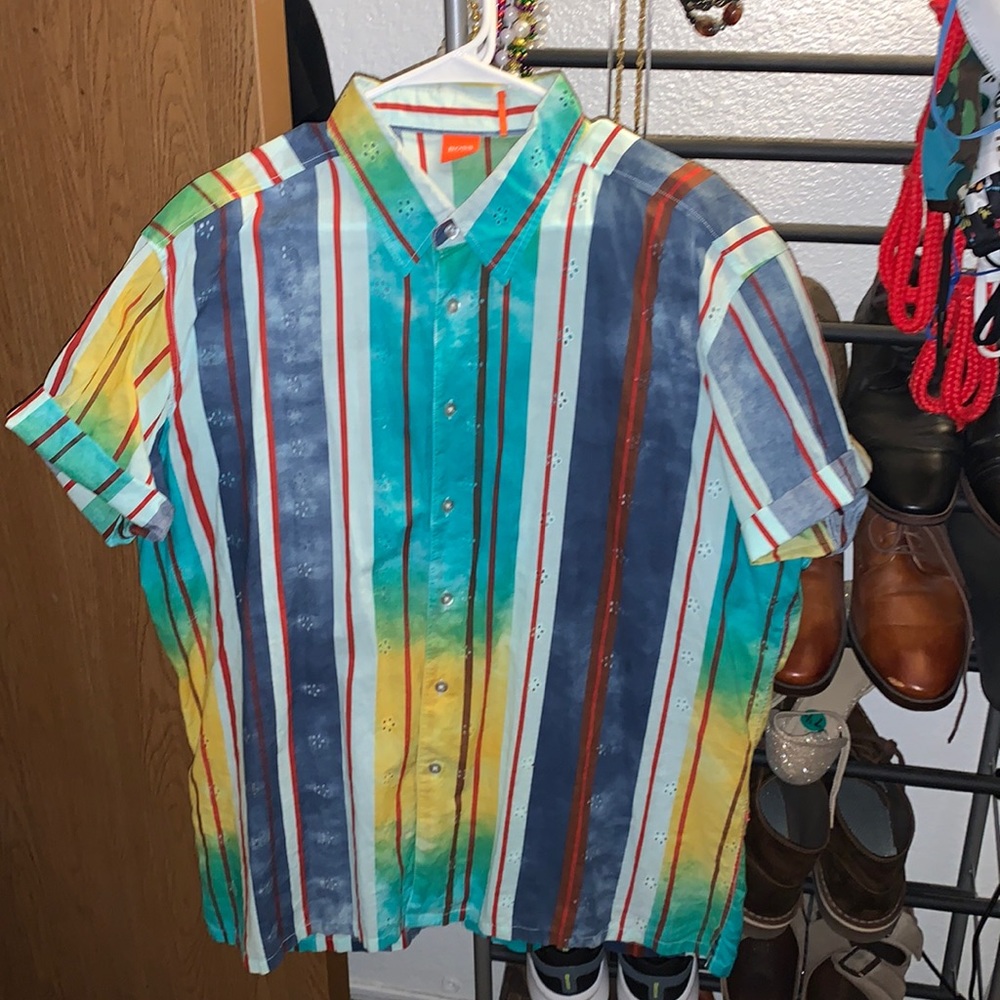 Hugo boss vintage short sleeve shirt mens 2X